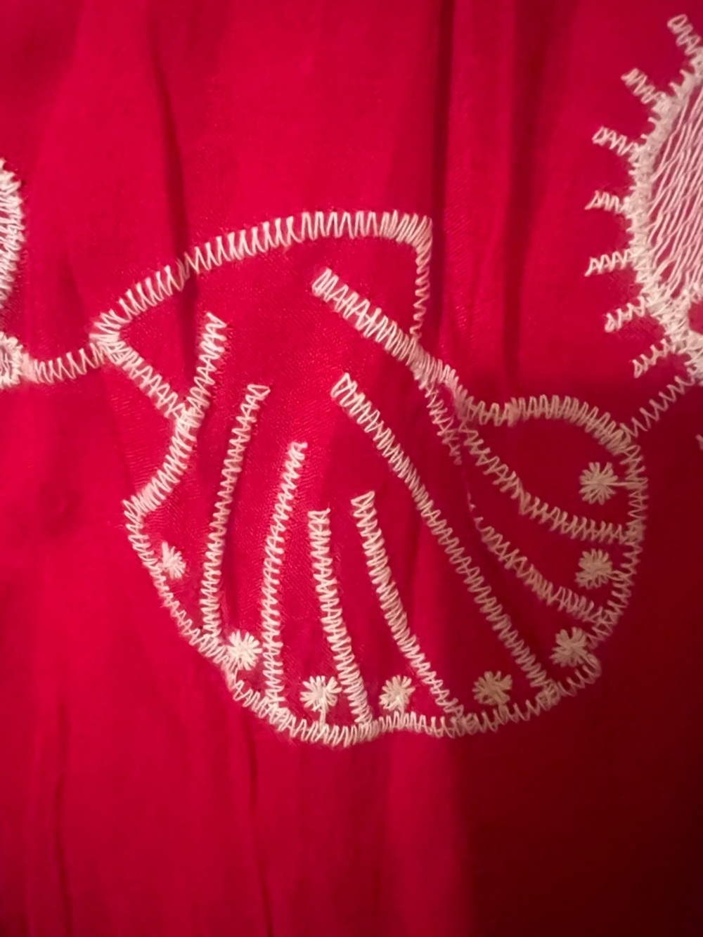 NWOT Women’s Red Maxi Skirt with White Embroidered Shells and Starfish Size S - Picture 6 of 13